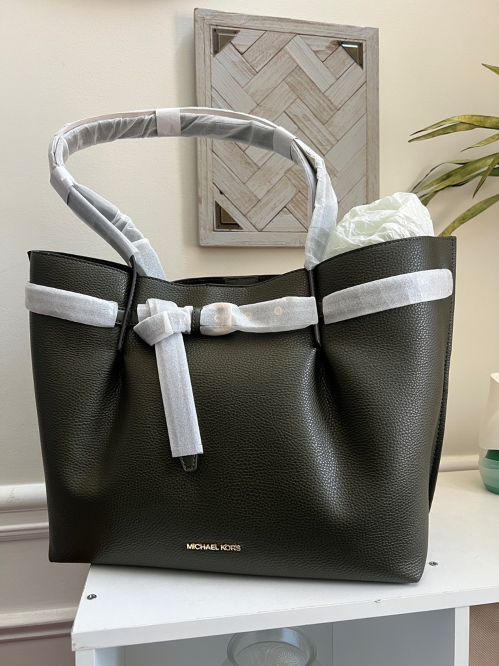 NWT Michael Kors Emilia Ivy Pebbled Leather Tote